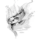 Koi Fish Swimming Up A Waterfall turning into a dragon tattoo design idea