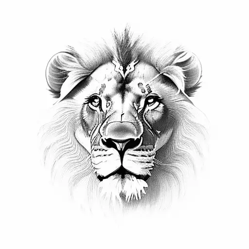 Lion eyes with scar tattoo design idea