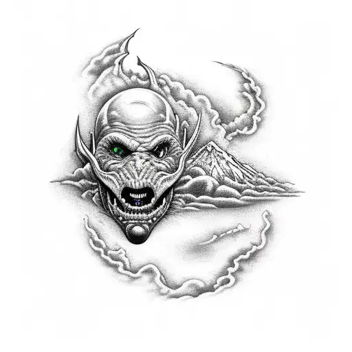 Mount Doom and Fire tattoo design idea