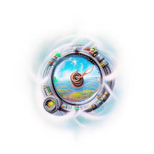 time travel in dytopian future tattoo design idea