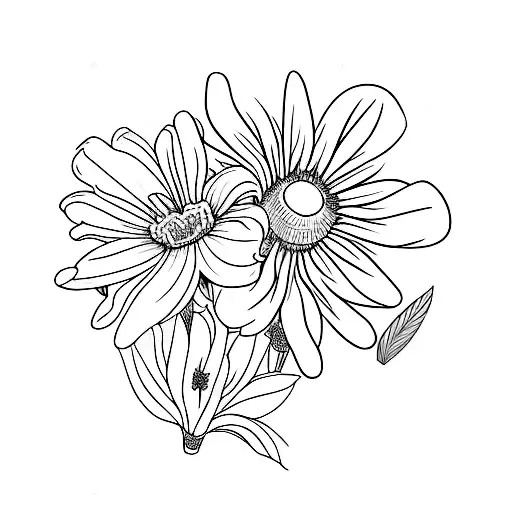 daisy, lily of the flower and carnation flower tattoo design idea