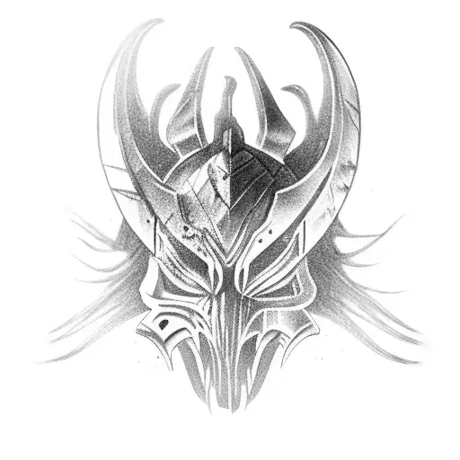 Back tattoo of predator mask with dreads tattoo design idea