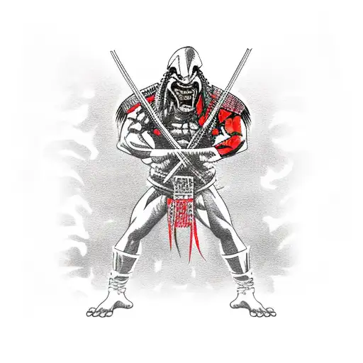 predator vs undead shogun tattoo design idea