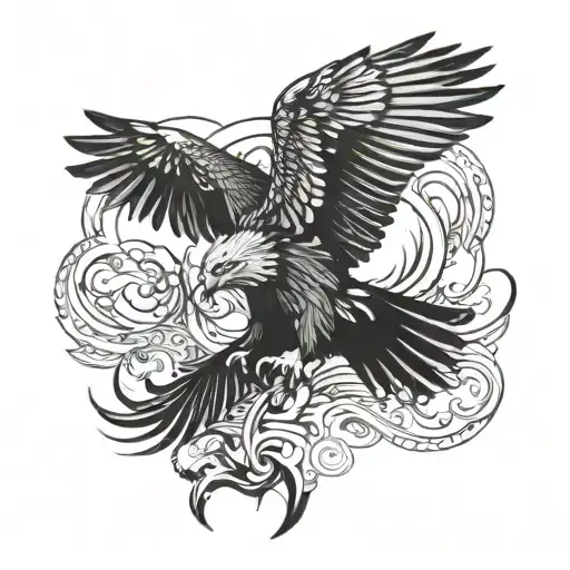 eagle and owl flying tattoo design idea