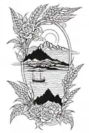 ocean, mountain, desert, wheat fields, corn fields, roses tattoo design idea