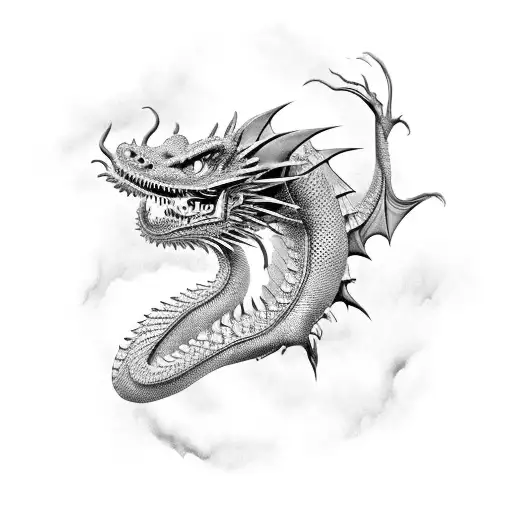 disappearing dragon scales tattoo design idea