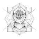 human with higher dimensional intelligence with triangle tattoo design idea