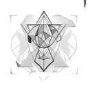 human with higher dimensional intelligence with triangle tattoo design idea