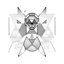 human with higher dimensional intelligence with triangle tattoo design idea