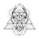 human with higher dimensional intelligence with triangle tattoo design idea
