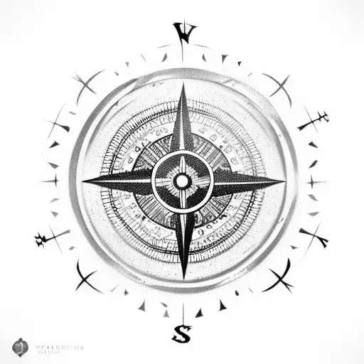 A Viking compass symbolizing guidance and protection tattoo design idea