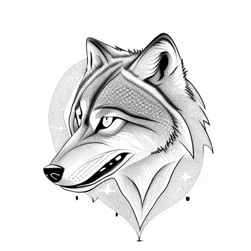 attacking wolf head sideways  tattoo design idea