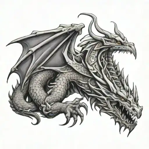 mechanic dragon red black tattoo design idea