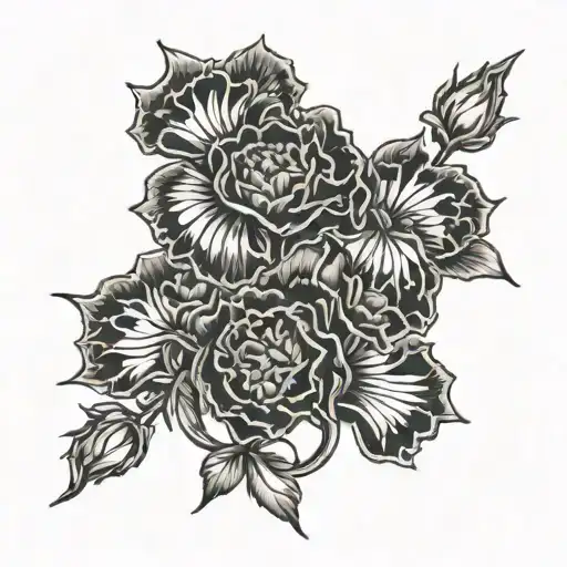Carnation and Janus   tattoo design idea