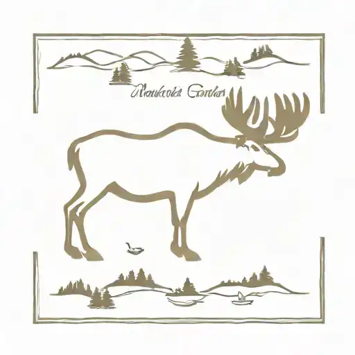 Maine outline with Brook trout and moose tattoo design idea