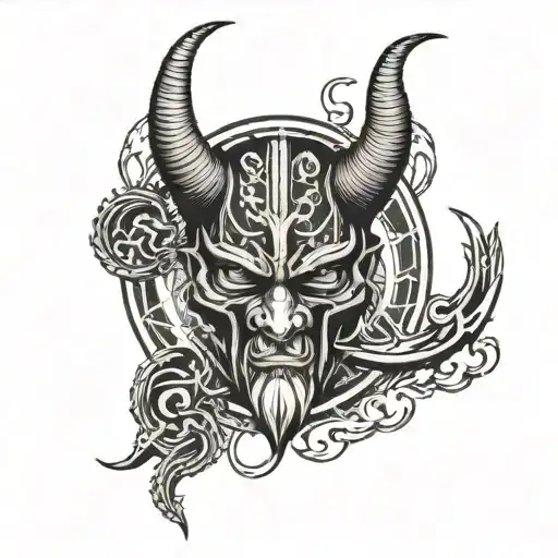 Lucifer Last Tear with Viking Symbol  tattoo design idea
