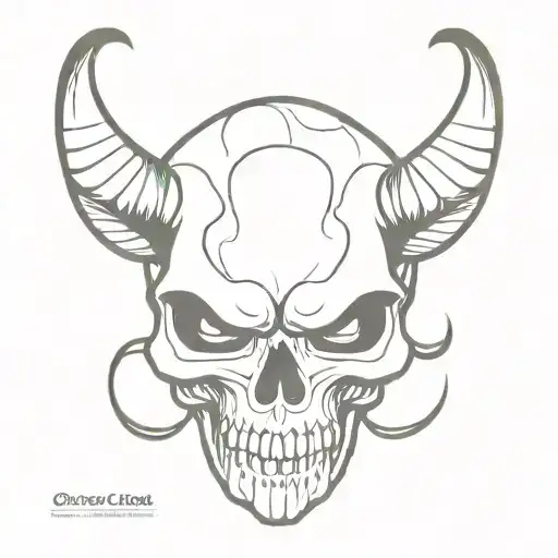 skull with eyes and horns and fangs tattoo design idea