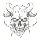 skull with eyes and horns and fangs tattoo design idea