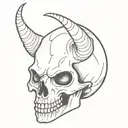 skull with eyes and horns and fangs tattoo design idea