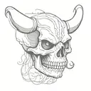 skull with eyes and horns and fangs tattoo design idea