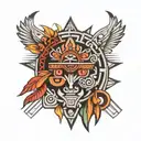 Aztec symbols incorporated tattoo design idea