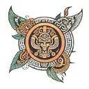 Aztec symbols incorporated tattoo design idea