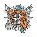 Aztec symbols incorporated tattoo design idea