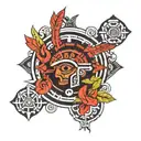 Aztec symbols incorporated tattoo design idea