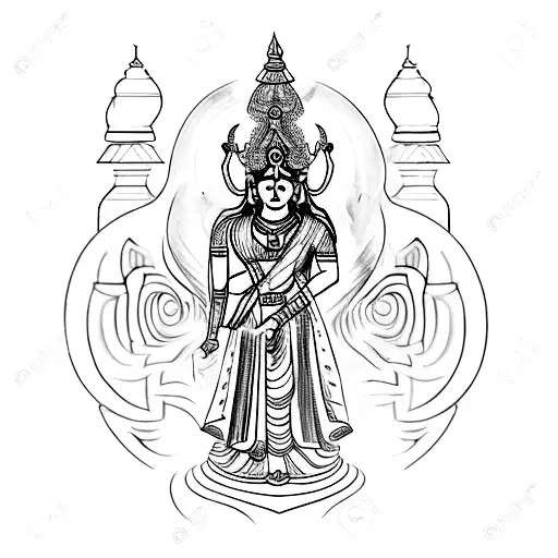 Kaal Bhairav statue in a mysterious cave tattoo design idea