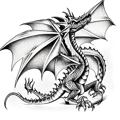Dice Dragon tattoo design idea