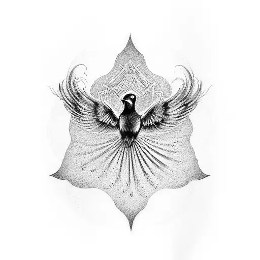 A hauntingly beautiful blackwork tattoo of a music sheet with notes transforming into birds flying away, symbolizing the liberation of the soul from mental health struggles. tattoo design idea