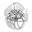 A minimalist tattoo of a basketball court with the NBA logo. tattoo design idea