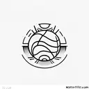 A minimalist tattoo of a basketball court with the NBA logo. tattoo design idea