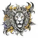 Leo fire sun tattoo design idea