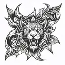 Leo fire sun tattoo design idea