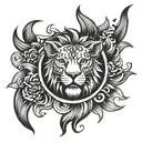 Leo fire sun tattoo design idea