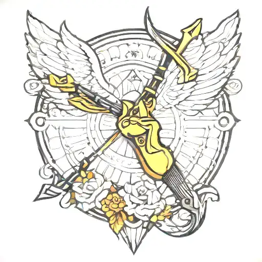 Apollo bow and arrow fine line  tattoo design idea