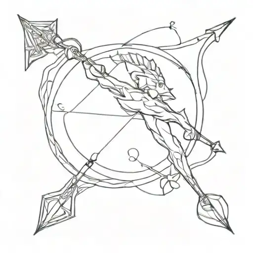 Apollo bow and arrow fine line  tattoo design idea