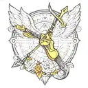 Apollo bow and arrow fine line  tattoo design idea