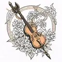 Apollo bow and arrow fine line  tattoo design idea