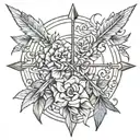 Apollo bow and arrow fine line  tattoo design idea