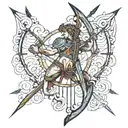 Apollo bow and arrow fine line  tattoo design idea