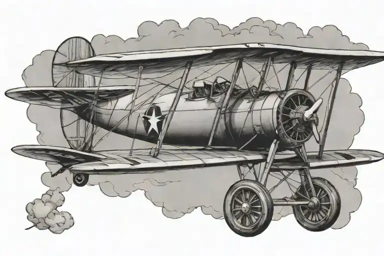 biplane flying tattoo design idea