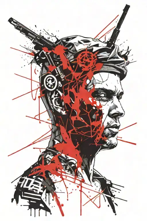 hitman with a headband on his head tattoo design idea