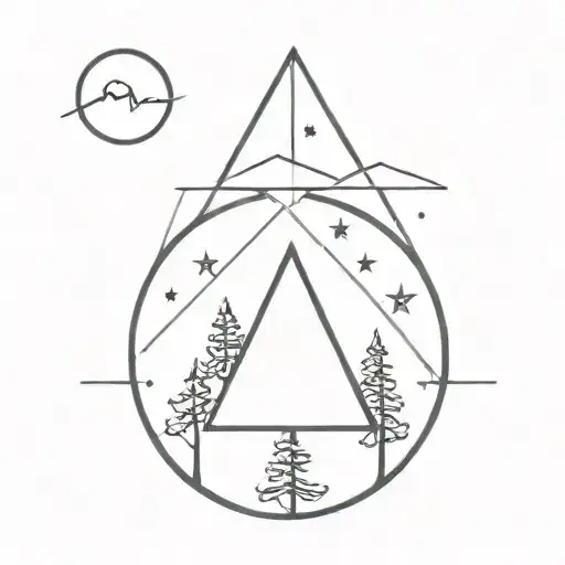 diamonds in the trees, pentagrams in the night sky tattoo design idea