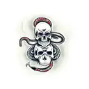 snake with blade and skull and roses tattoo design idea