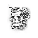 snake with blade and skull and roses tattoo design idea