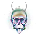 a cartoonish Monkey Skull tattoo design idea