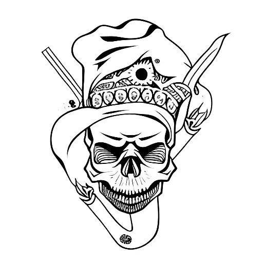 Skull dark creepy chanis  tattoo design idea