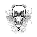 Skull dark creepy chanis  tattoo design idea